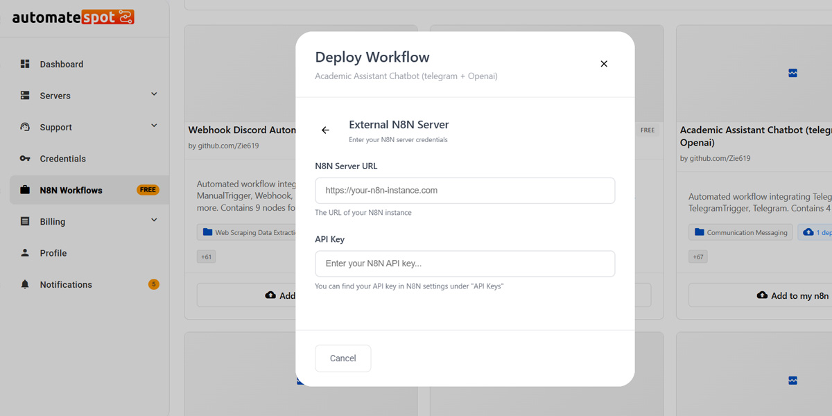 N8N Instance Credentials Form